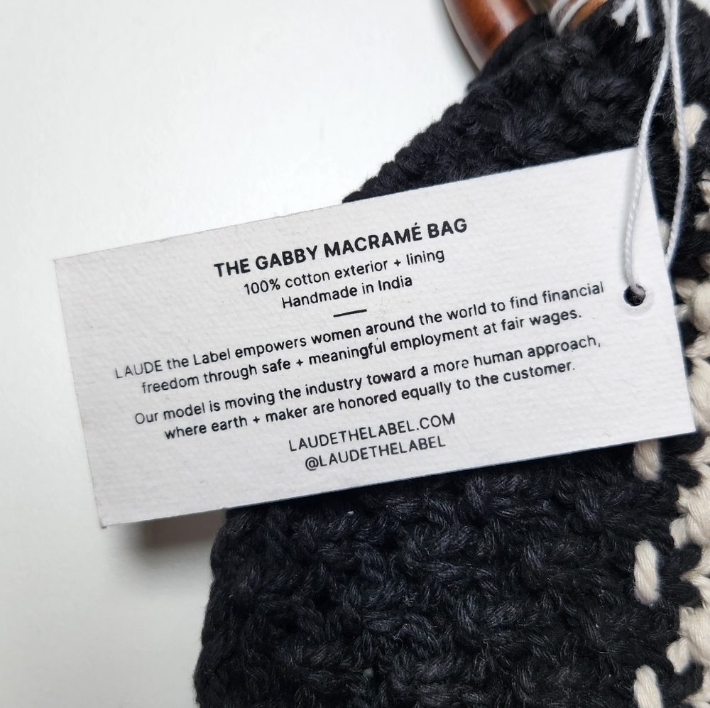 Laude the Label Gabby Mini Macrame Bag Black/White - Picture 9 of 15